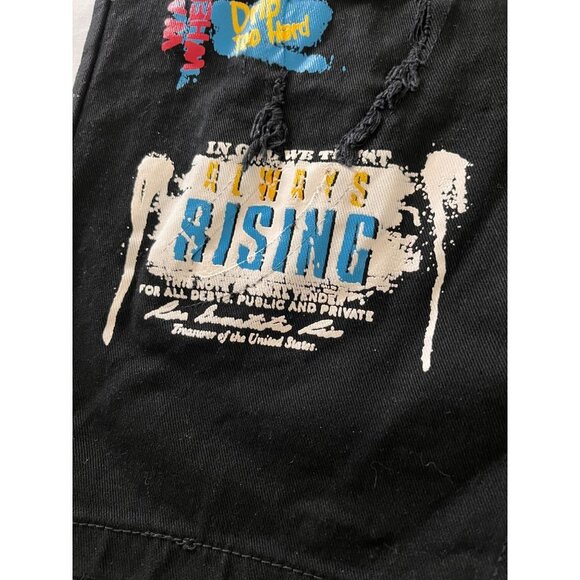 Copper Rivet Jean Shorts Mens 38 Black Hip Hop Denim Distressed Paint Patched - Picture 10 of 12